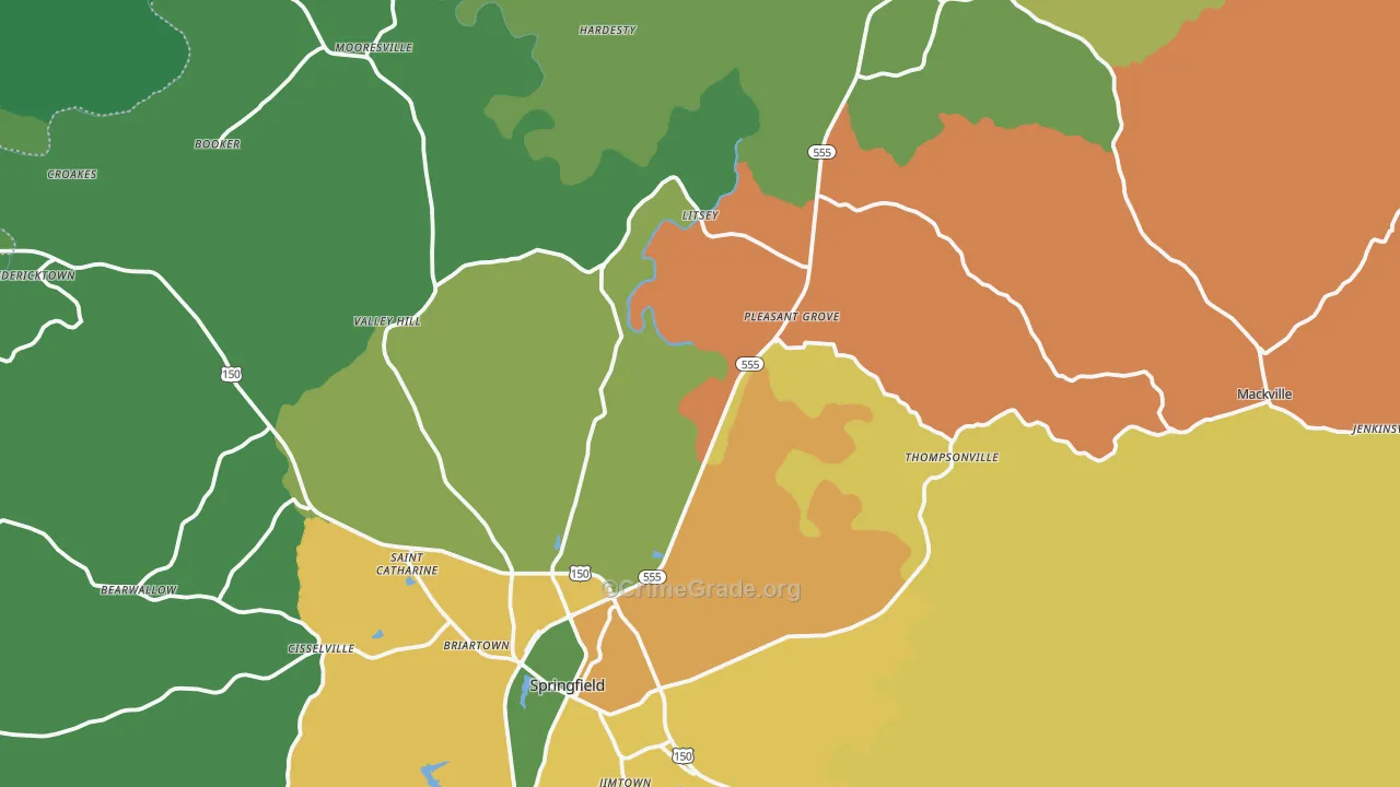 Washington County, KY Map of Burglary Rates