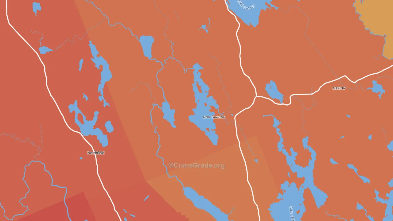 Washington County, ME Map of Burglary Rates