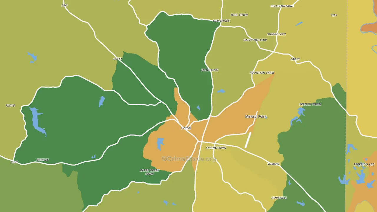 Washington County, MO Map of Burglary Rates