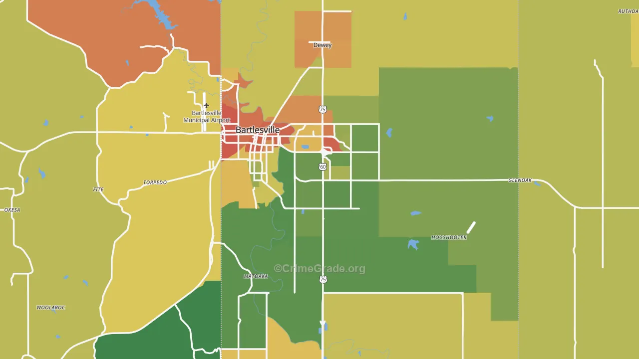 Washington County, OK Map of Burglary Rates