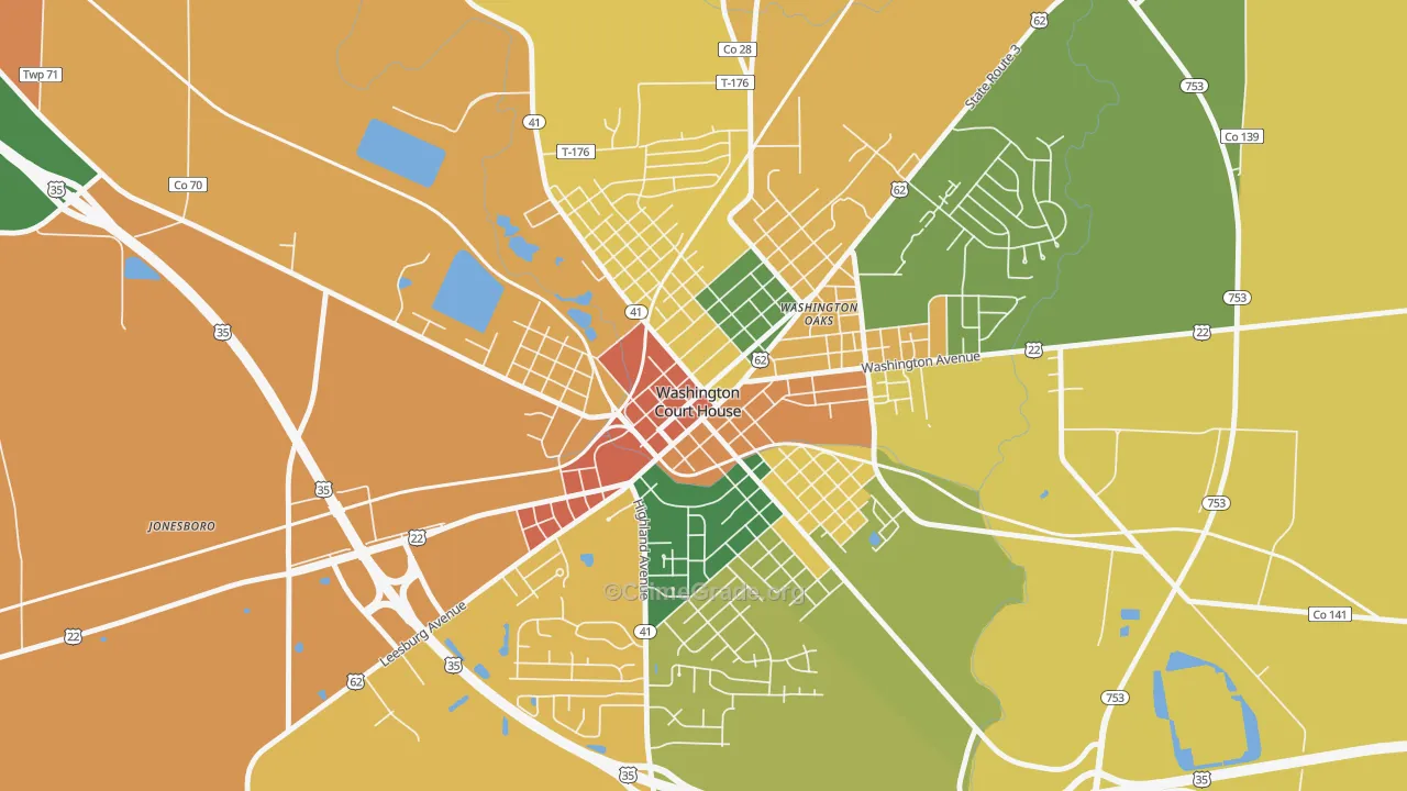 Washington Court House Historic District, Washington Court H Map of Burglary Rates