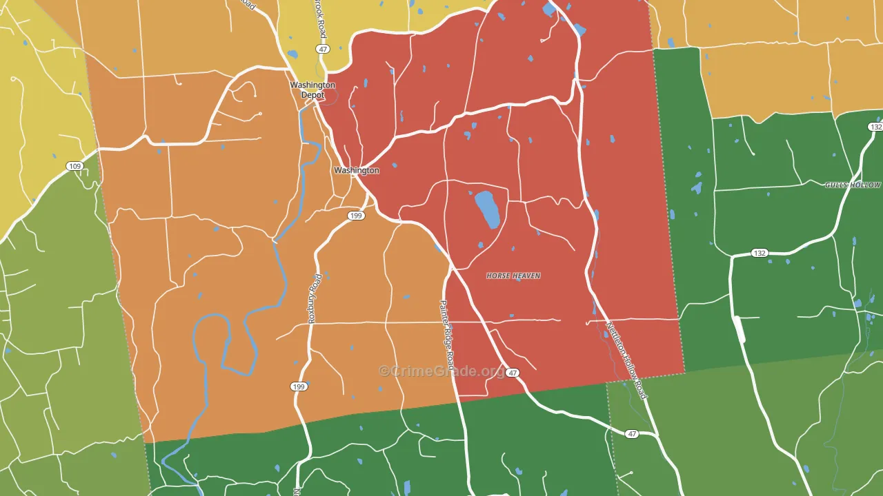 Washington, CT Map of Burglary Rates
