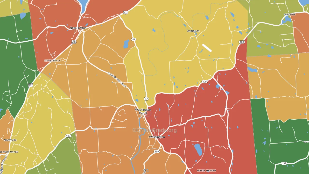 Washington Depot, CT Map of Burglary Rates