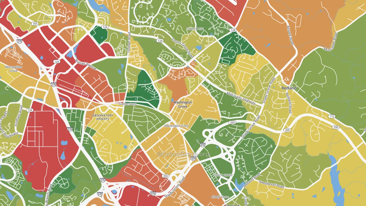 Washington Grove, MD Map of Burglary Rates