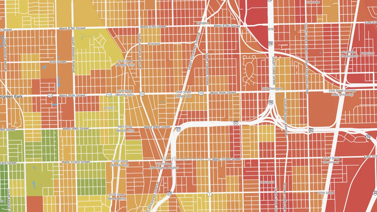 Washington Heights, Chicago, IL Map of Burglary Rates