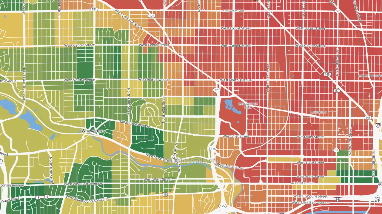 Washington Heights, Milwaukee, WI Map of Burglary Rates