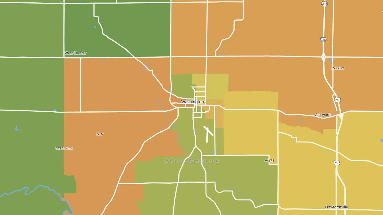 Washington, IA Map of Burglary Rates