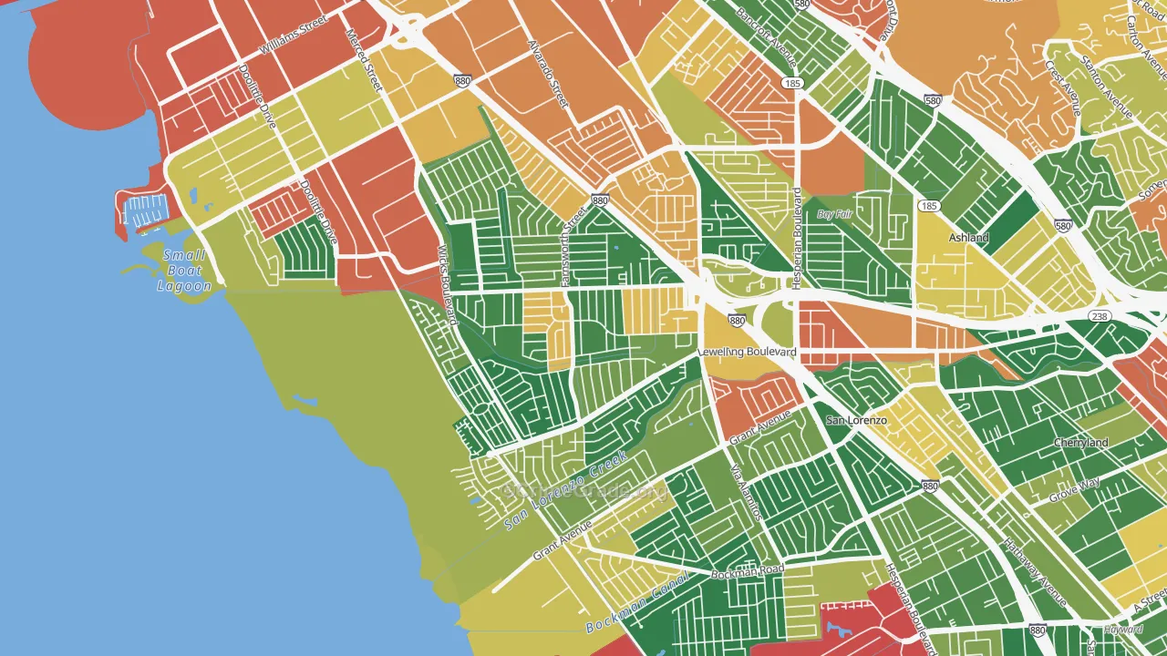 Washington Manor-Bonaire, San Leandro, CA Map of Burglary Rates