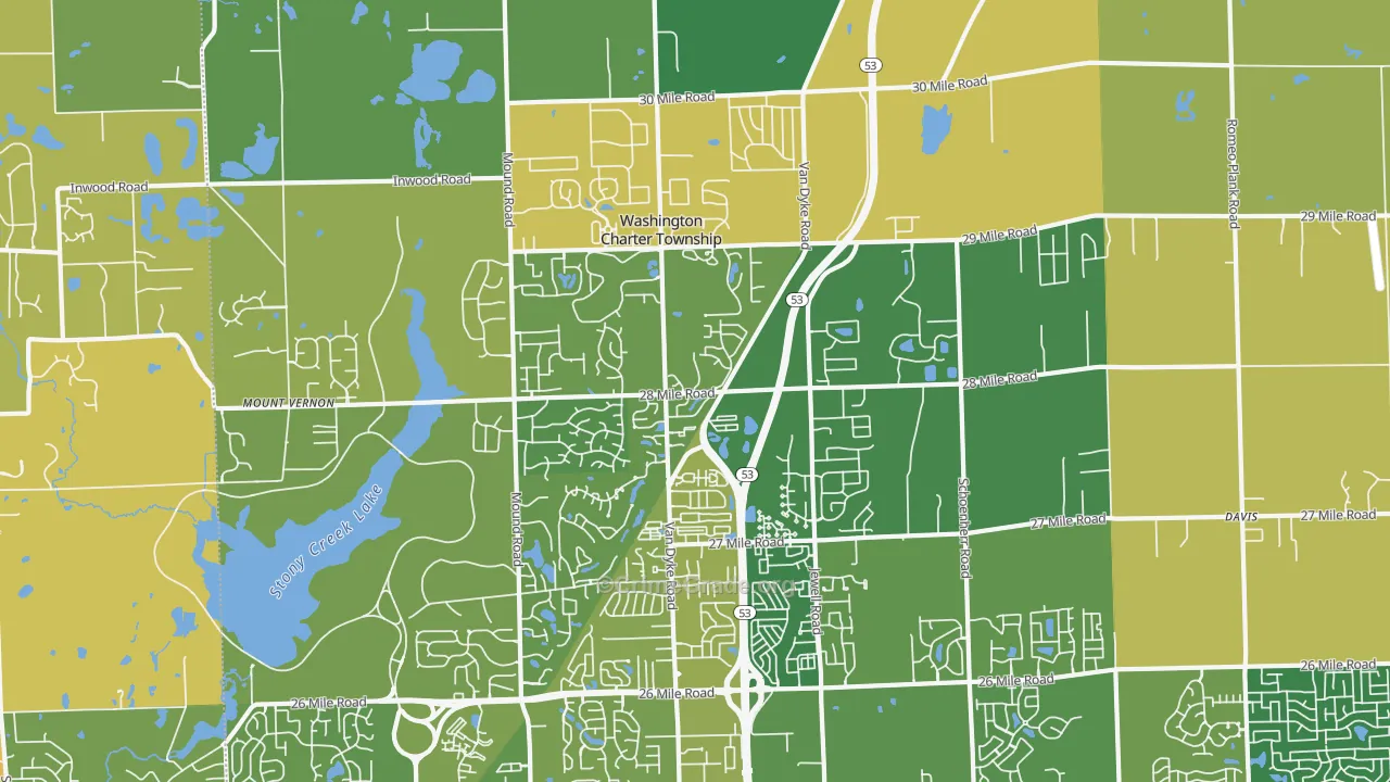 Washington, MI Map of Burglary Rates