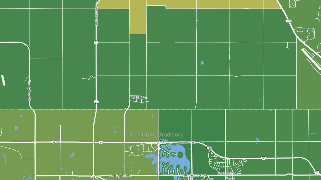 Washington, NE Map of Burglary Rates