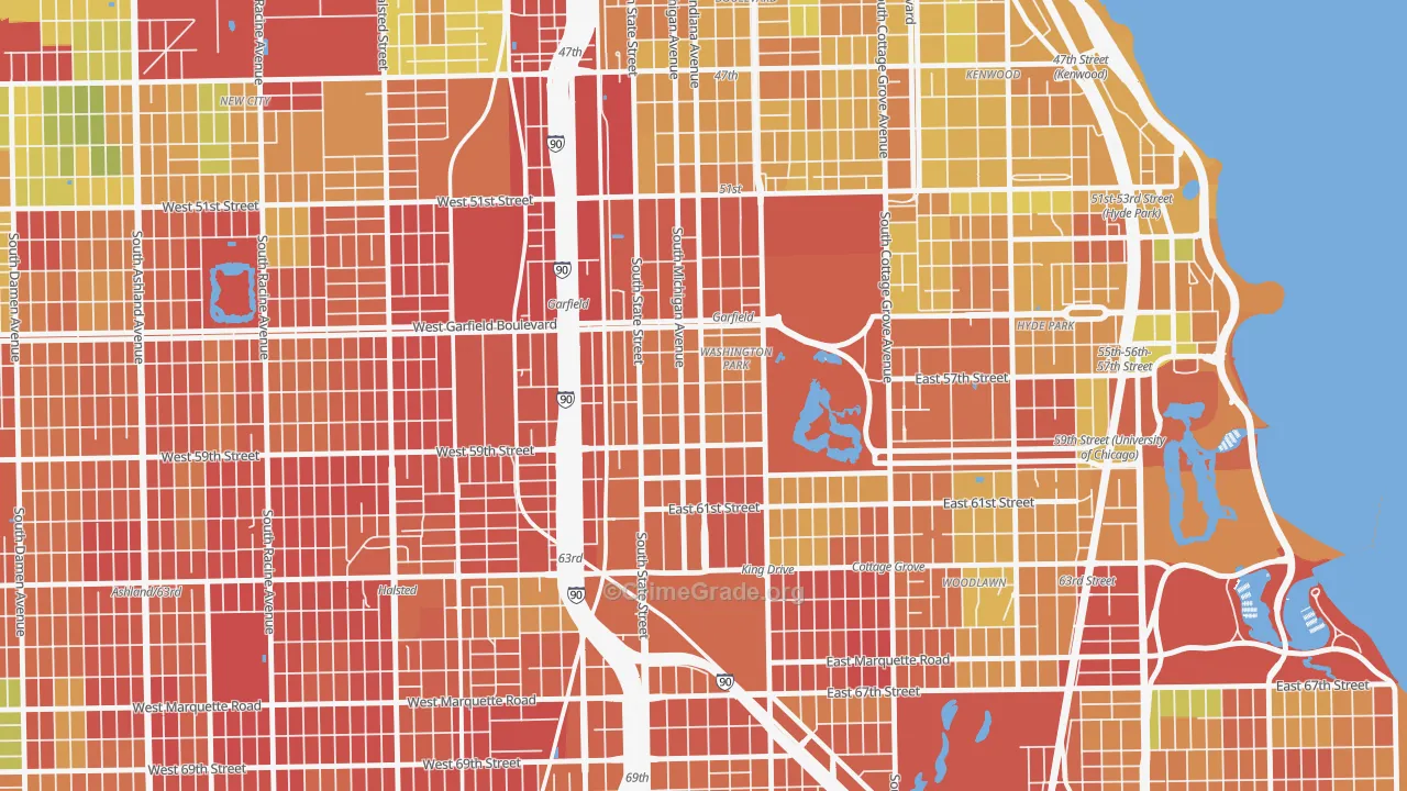 Washington Park, Chicago, IL Map of Burglary Rates