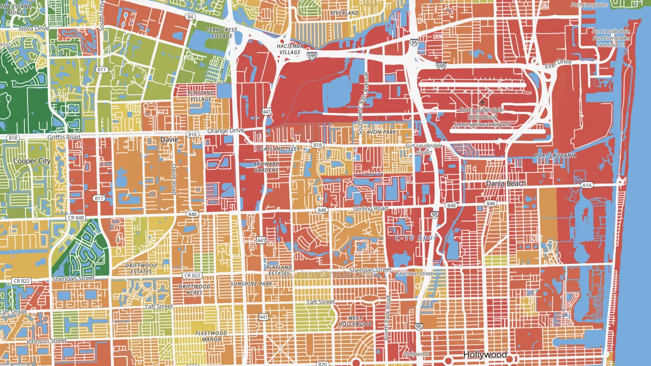 Washington Park, Hollywood, FL Map of Burglary Rates