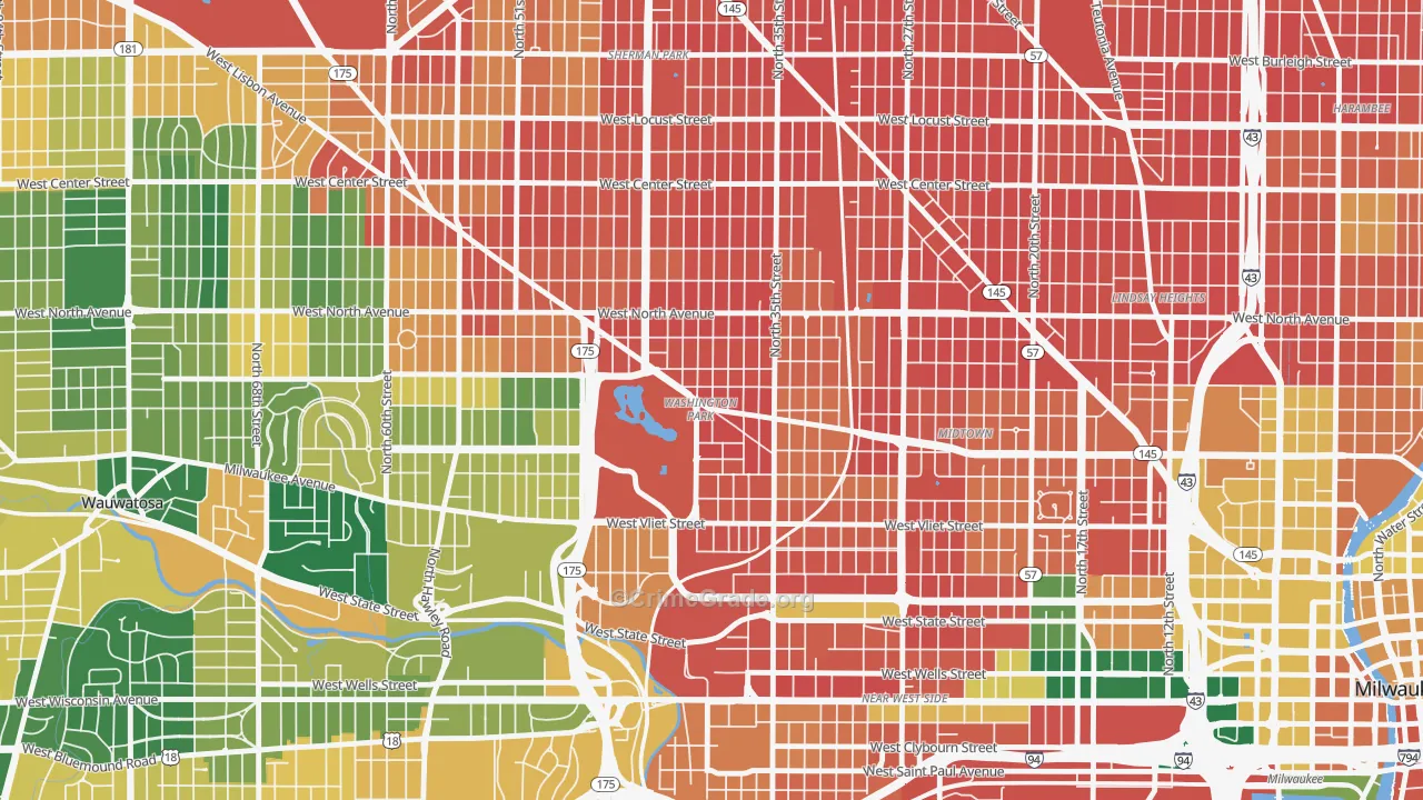 Washington Park, Milwaukee, WI Map of Burglary Rates