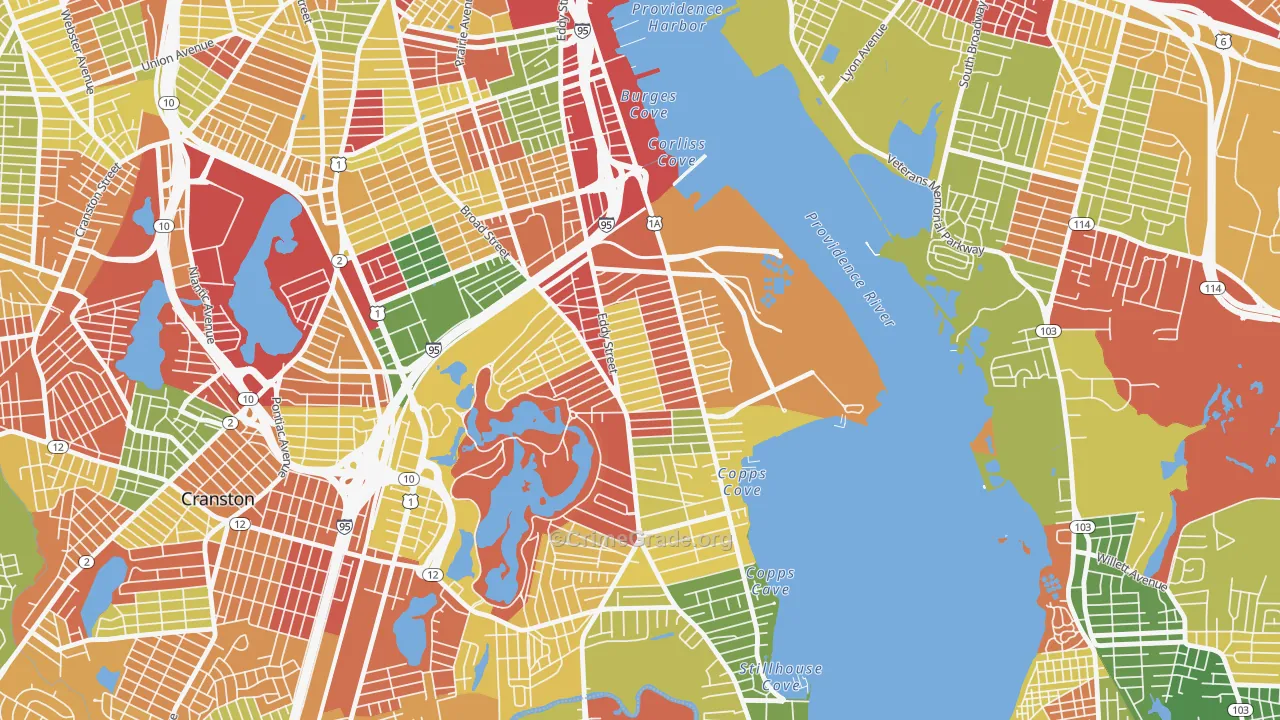 Washington Park, Providence, RI Map of Burglary Rates