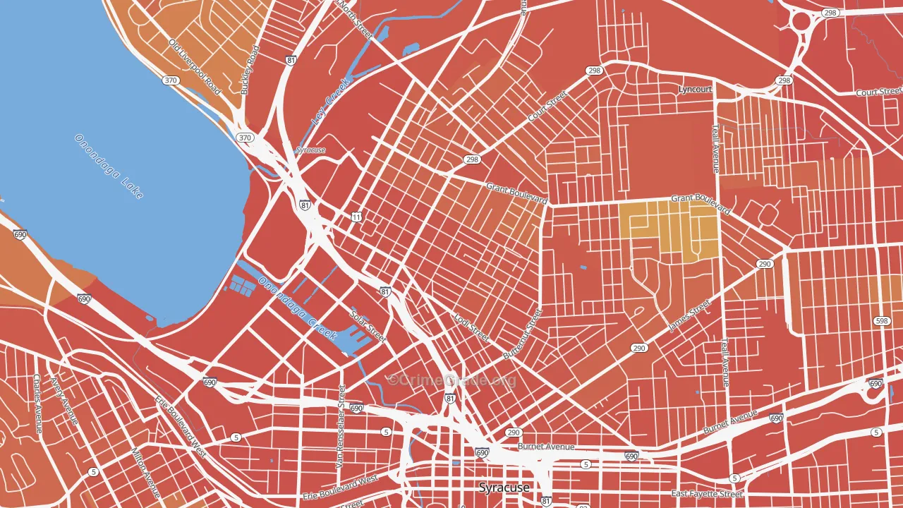 Washington Square, Syracuse, NY Map of Burglary Rates