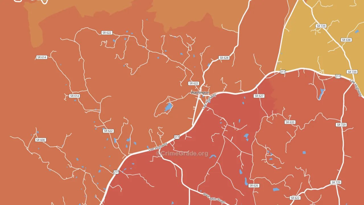 Washington, VA Map of Burglary Rates