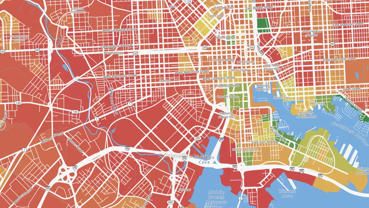 Washington Village, Baltimore, MD Map of Burglary Rates
