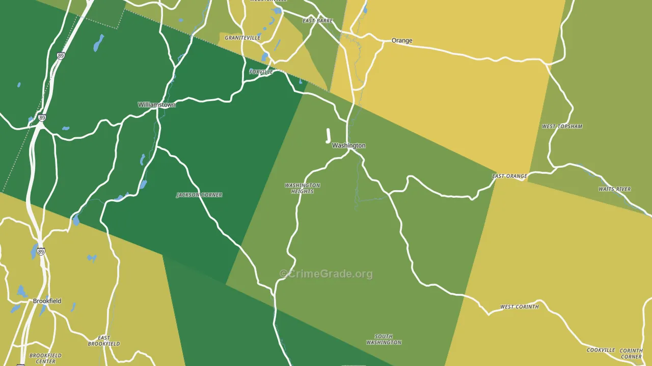Washington, VT Map of Burglary Rates