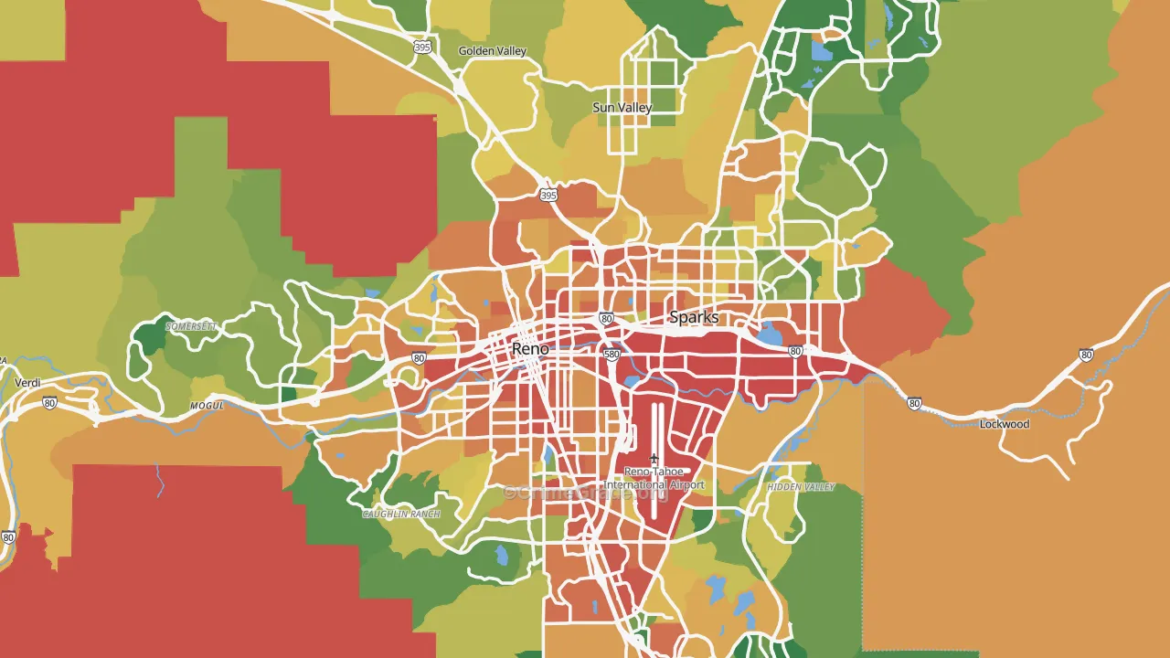 Washoe County, NV Map of Burglary Rates