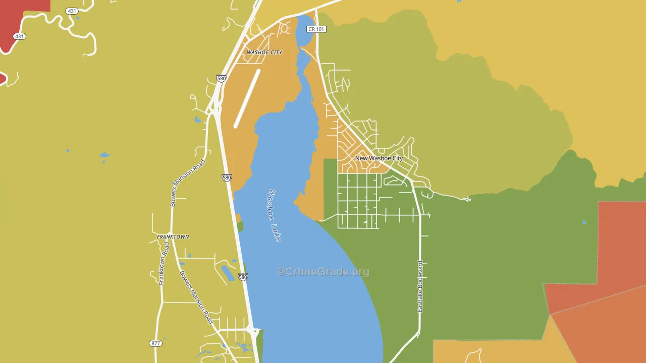 Washoe Valley, NV Map of Burglary Rates