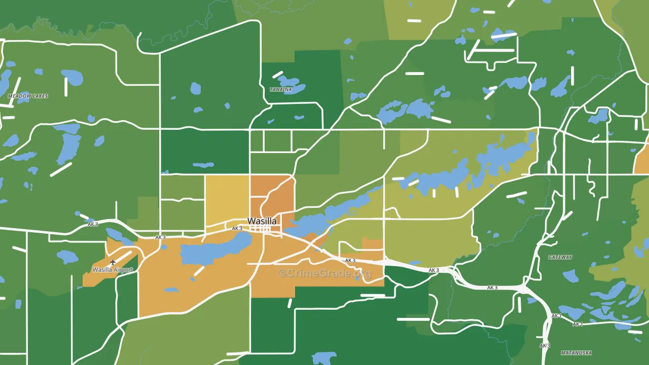 Wasilla, AK Map of Burglary Rates