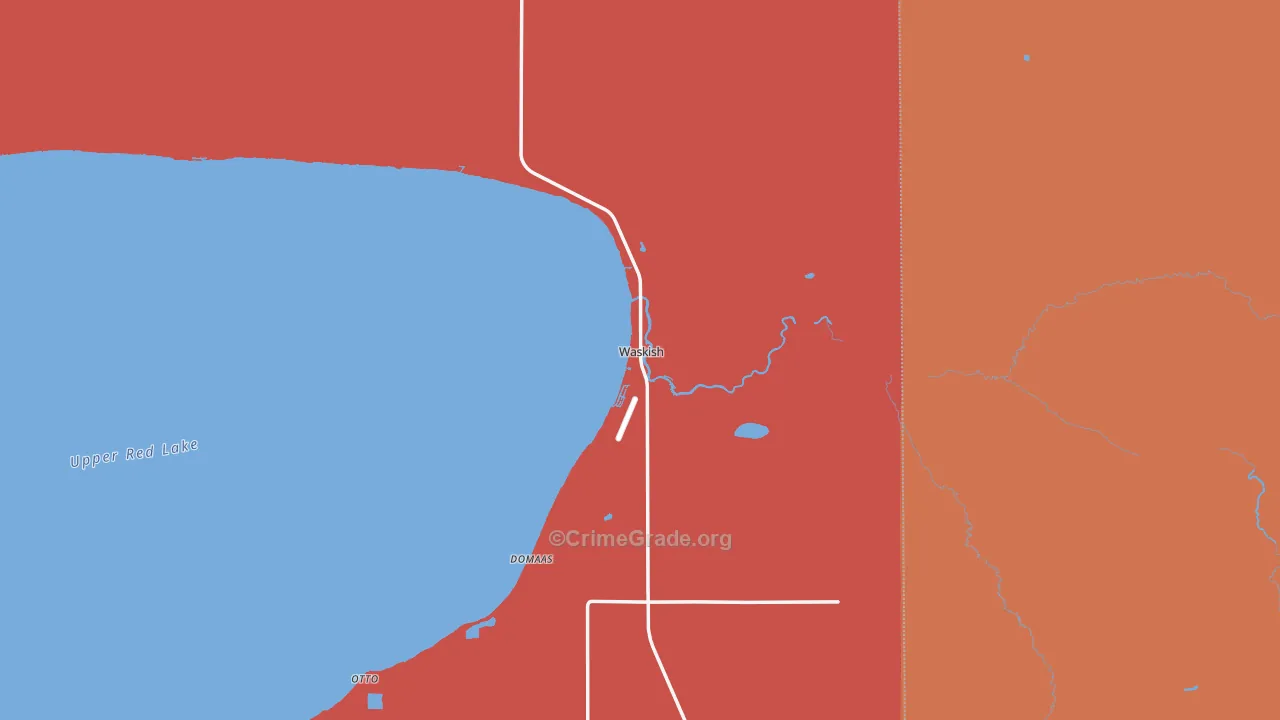 Waskish, MN Map of Burglary Rates