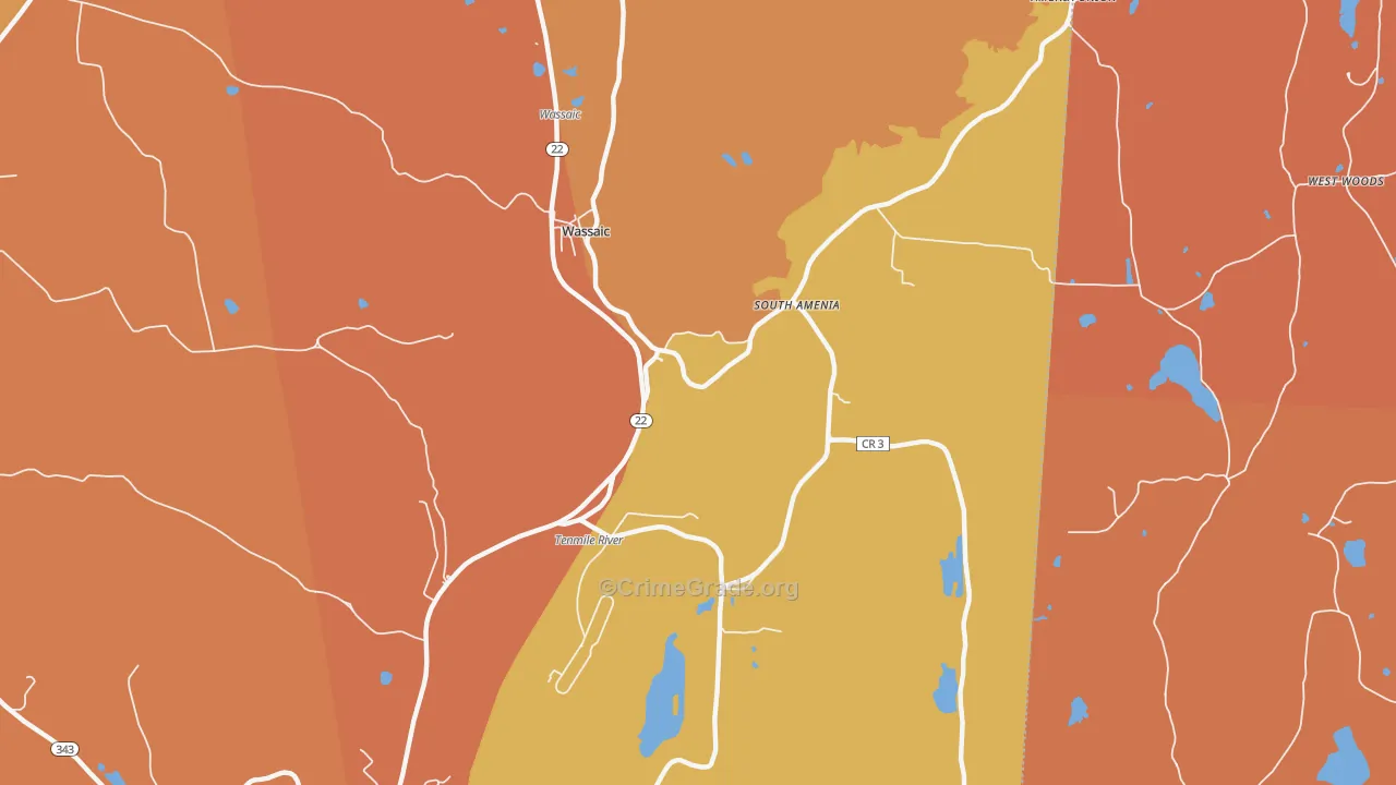 Wassaic, NY Map of Burglary Rates