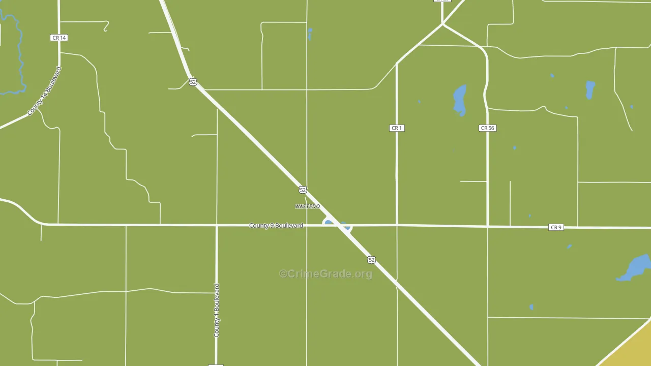 Wastedo, MN Map of Burglary Rates