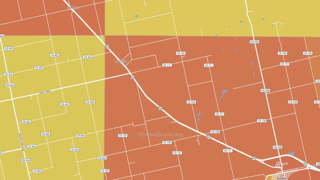 Wastella, TX Map of Burglary Rates