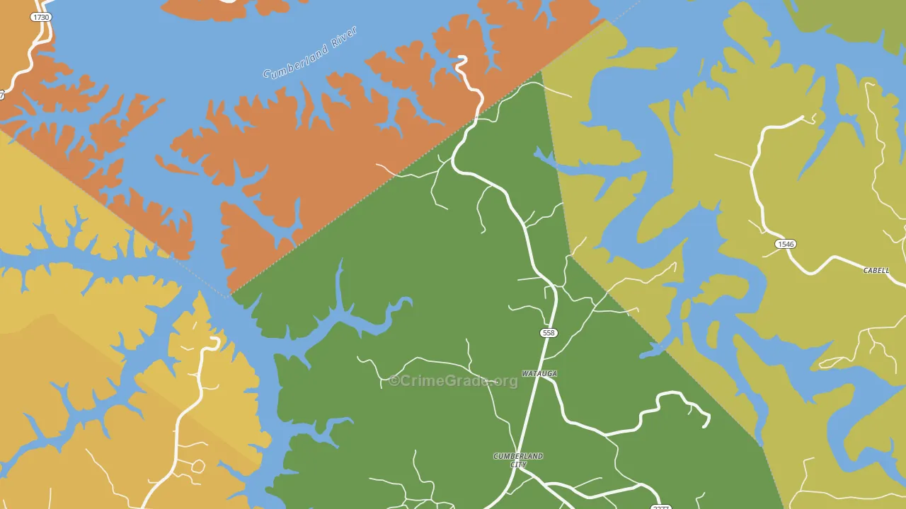 Watauga, KY Map of Burglary Rates