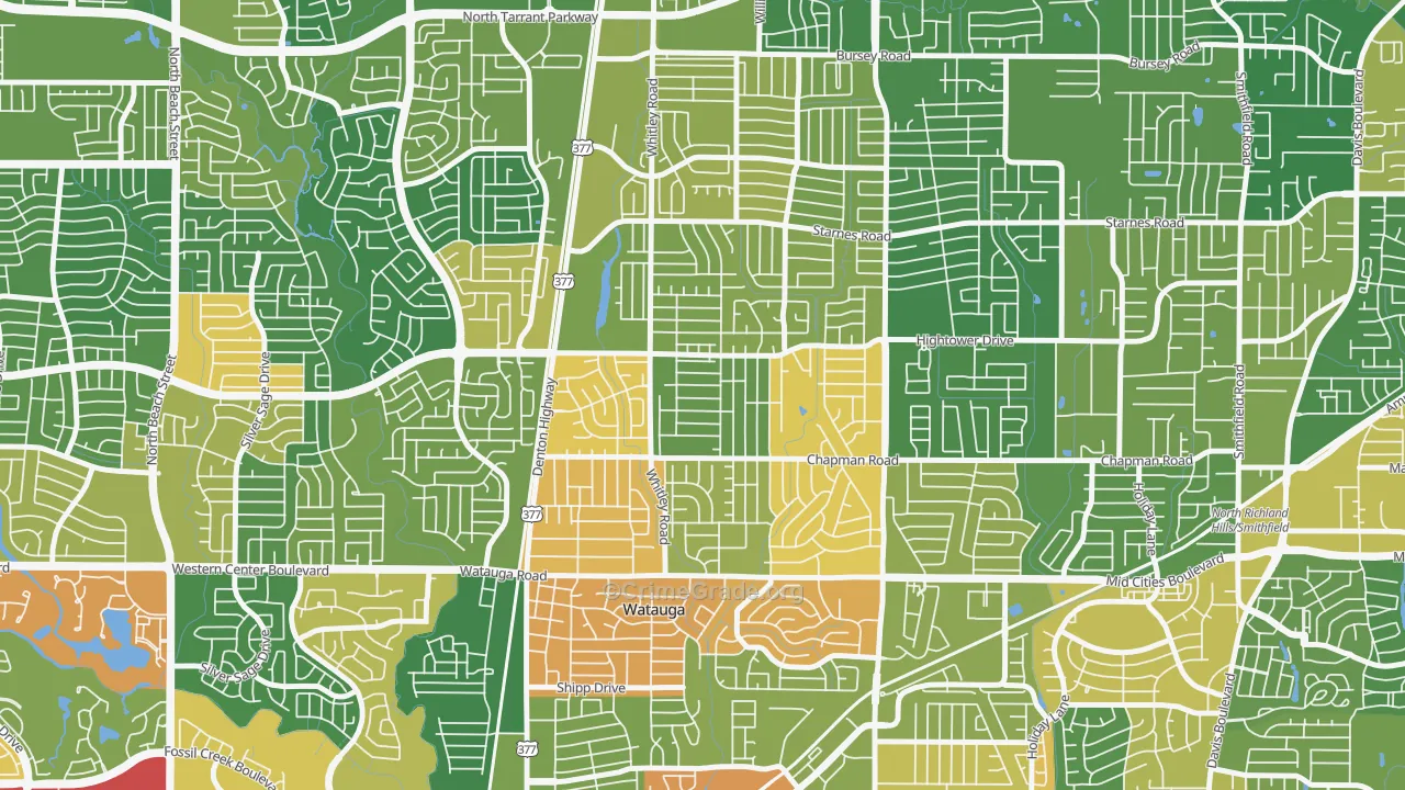 Watauga, TX Map of Burglary Rates