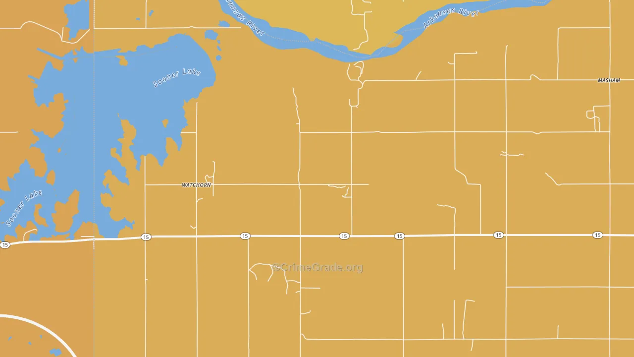 Watchorn, OK Map of Burglary Rates