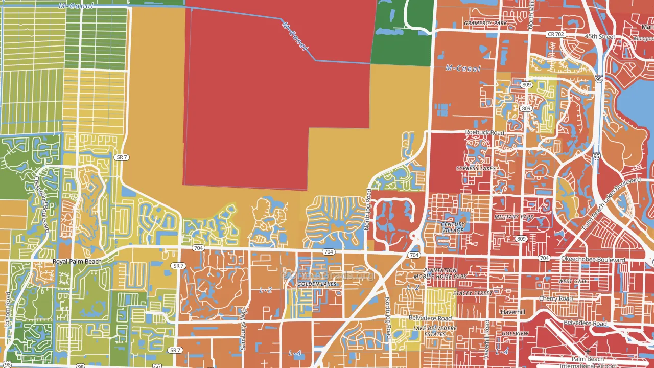 Water Catchment Area, West Palm Beach, FL Map of Burglary Rates