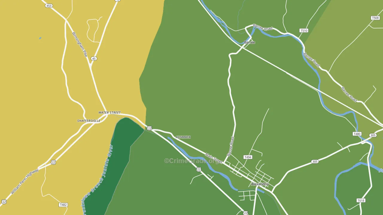 Water Street, PA Map of Burglary Rates