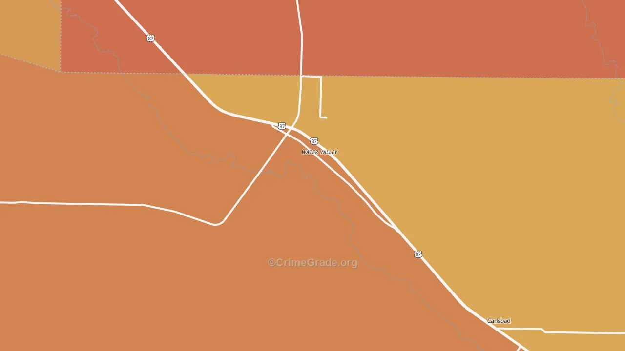 Water Valley, TX Map of Burglary Rates
