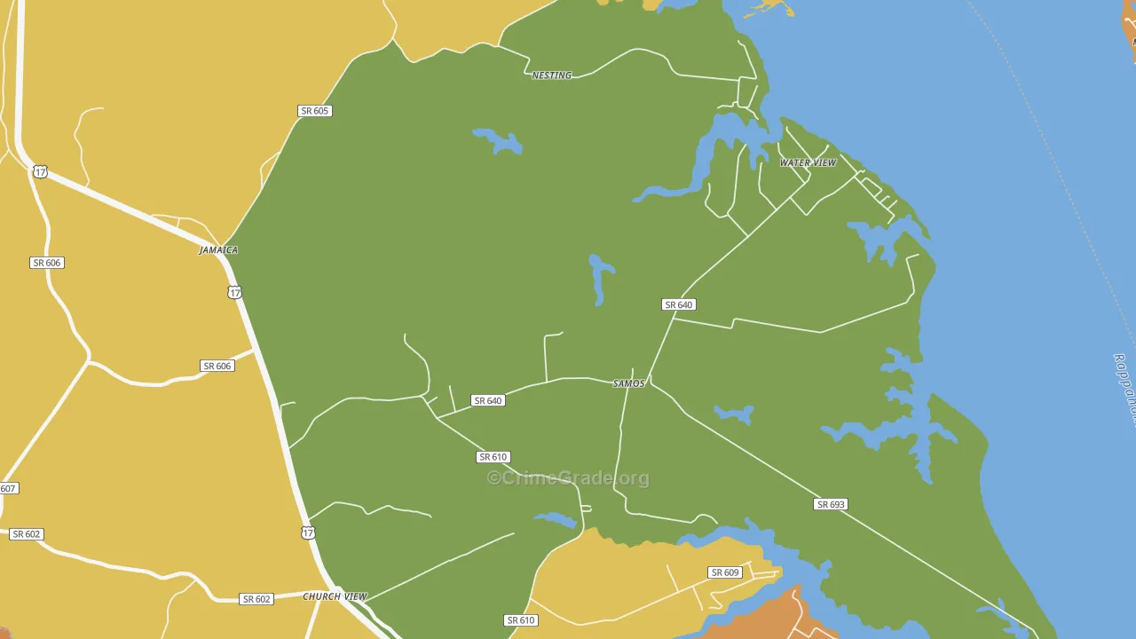 Water View, VA Map of Burglary Rates