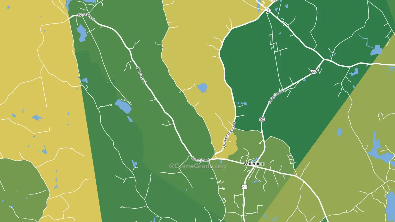 Waterboro, ME Map of Burglary Rates