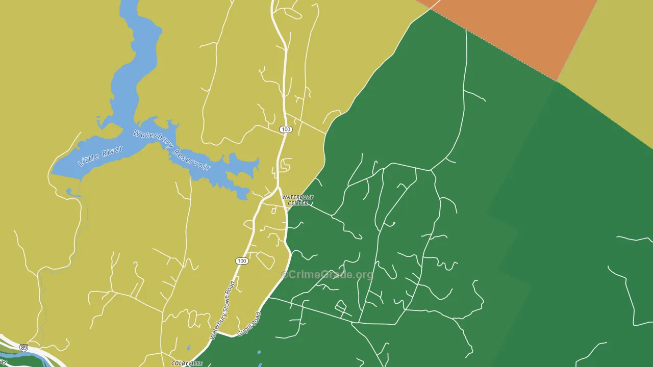 Waterbury Center, VT Map of Burglary Rates