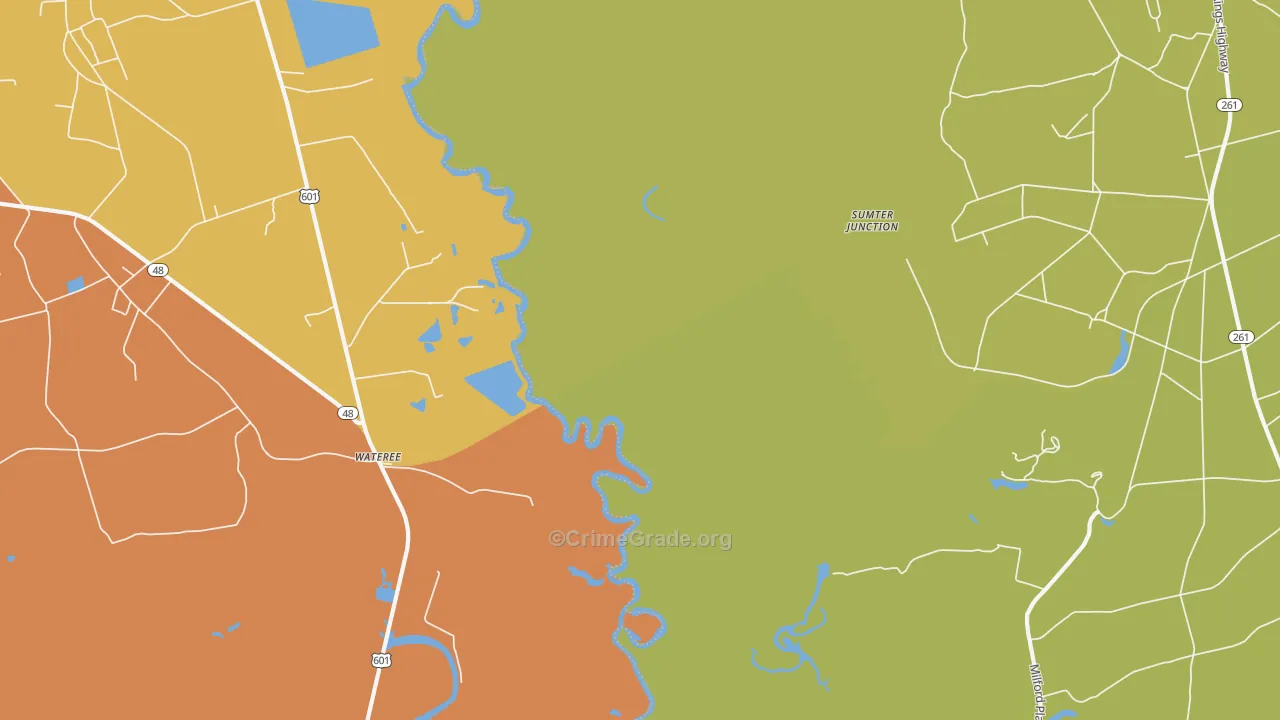 Wateree, SC Map of Burglary Rates