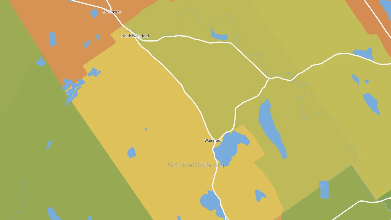 Waterford, ME Map of Burglary Rates