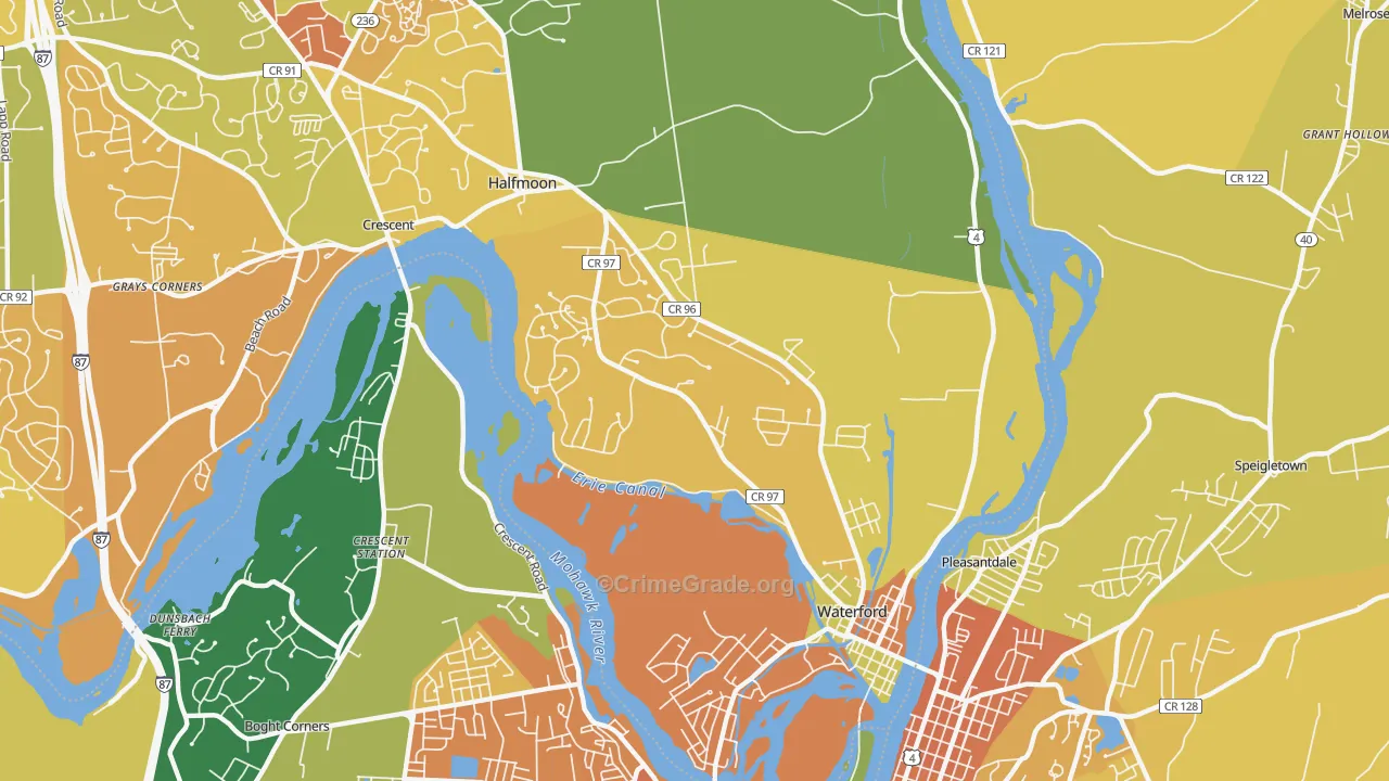 Waterford, NY Map of Burglary Rates