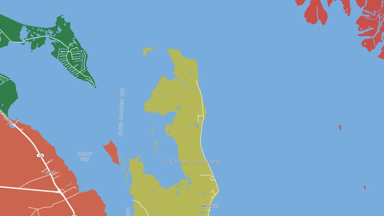 Waterlily, NC Map of Burglary Rates
