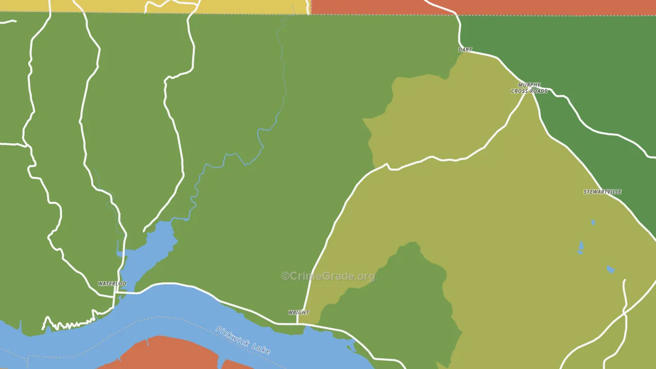 Waterloo, AL Map of Burglary Rates