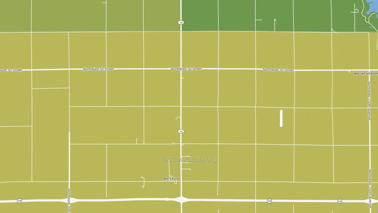Waterloo, KS Map of Burglary Rates