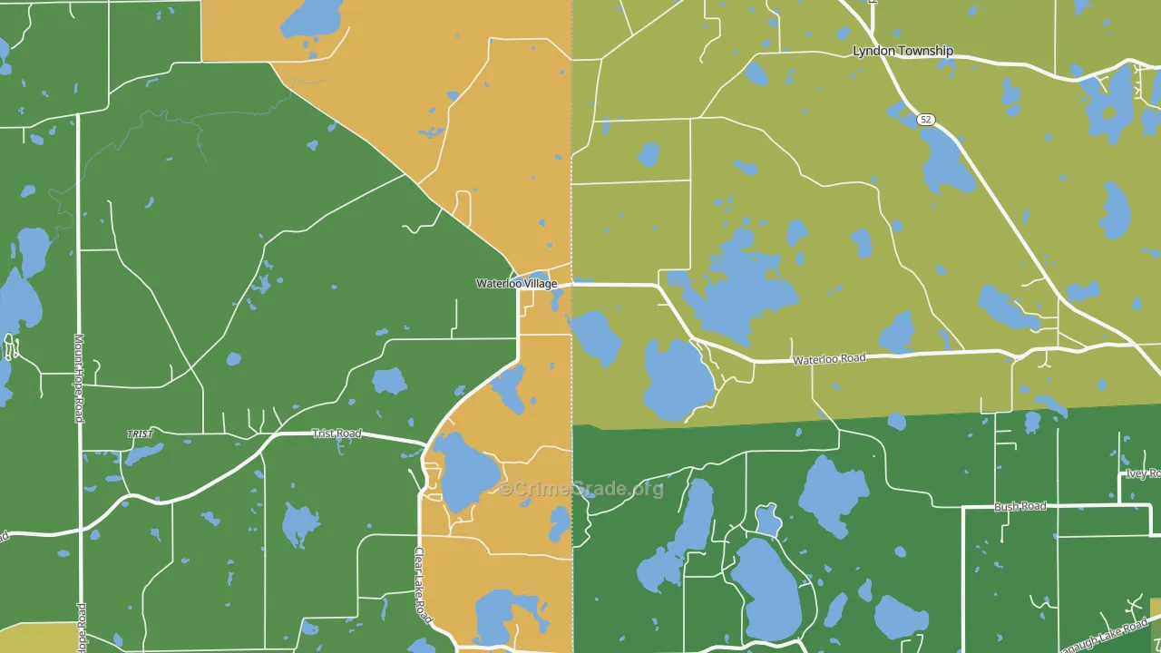 Waterloo, MI Map of Burglary Rates