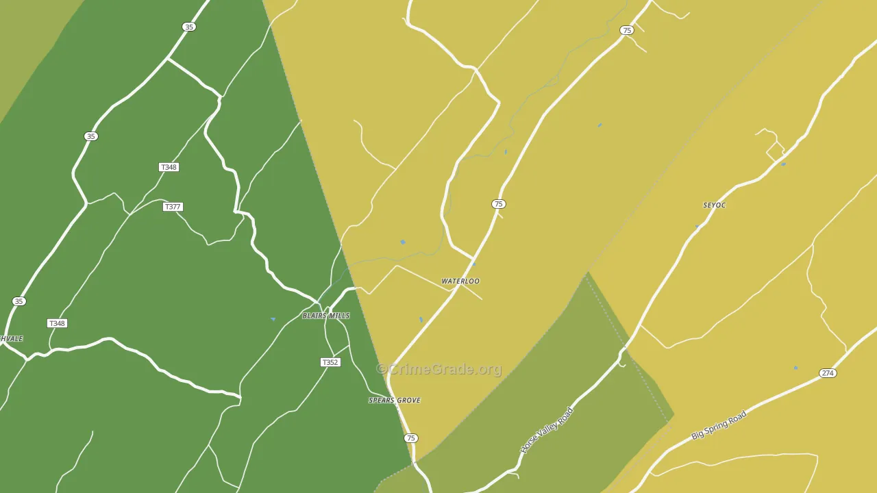Waterloo, PA Map of Burglary Rates