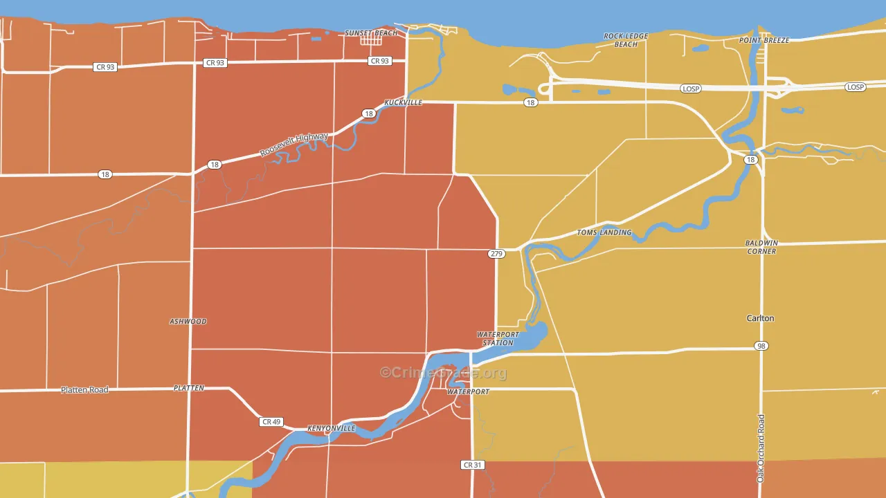 Waterport, NY Map of Burglary Rates