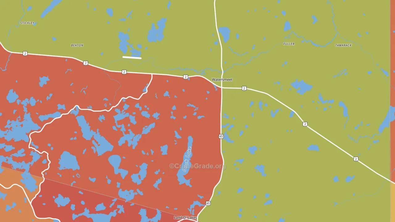 Watersmeet, MI Map of Burglary Rates