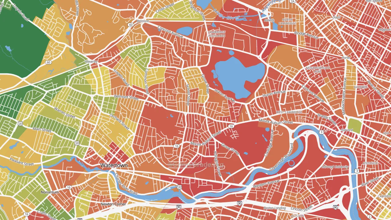 Watertown, MA Map of Burglary Rates