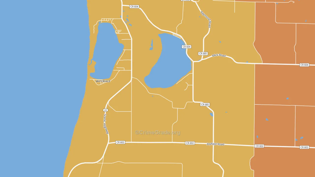 Watervale, MI Map of Burglary Rates